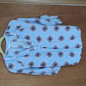 Crown Ivy Womens Blouse Top 3/4 Sleeve Size S Blue and Coral